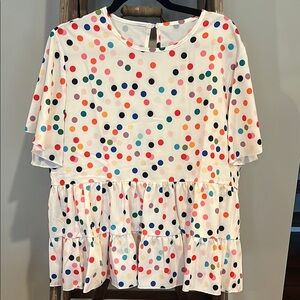 👗Bundle 5/$25👗 Colorful Polka Dot Ruffle Blouse XL